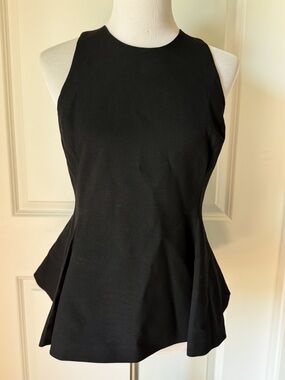 Babaton Aritzia Black Peplum Top NWT Size 10 | Structured Minimalist Blouse
